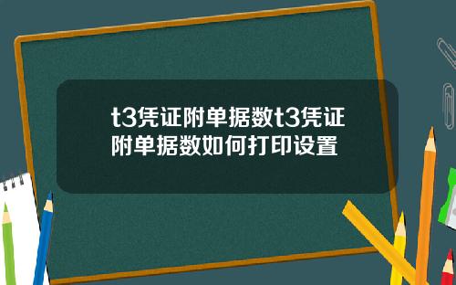 t3凭证附单据数t3凭证附单据数如何打印设置