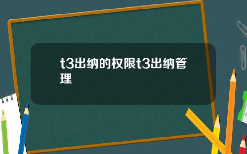 t3出纳的权限t3出纳管理