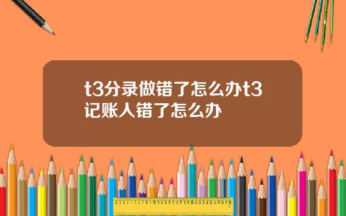 t3分录做错了怎么办t3记账人错了怎么办