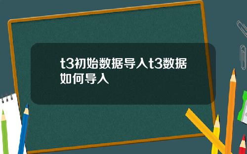 t3初始数据导入t3数据如何导入
