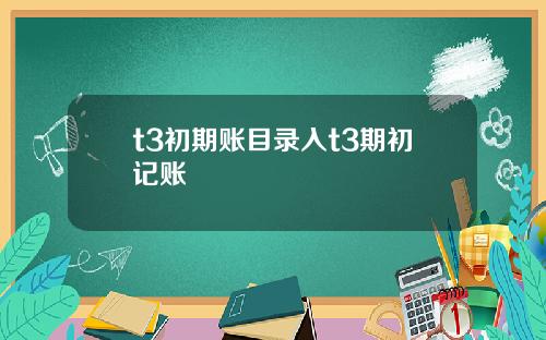 t3初期账目录入t3期初记账