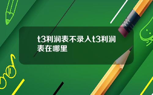 t3利润表不录入t3利润表在哪里