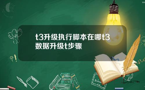 t3升级执行脚本在哪t3数据升级t步骤
