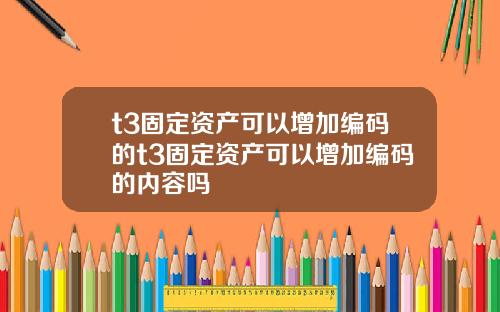 t3固定资产可以增加编码的t3固定资产可以增加编码的内容吗