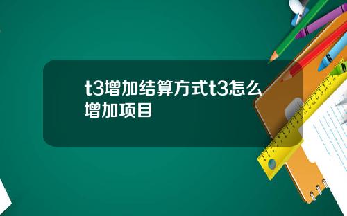 t3增加结算方式t3怎么增加项目