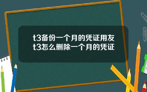 t3备份一个月的凭证用友t3怎么删除一个月的凭证