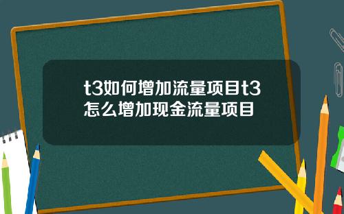 t3如何增加流量项目t3怎么增加现金流量项目