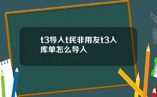 t3导入t民非用友t3入库单怎么导入