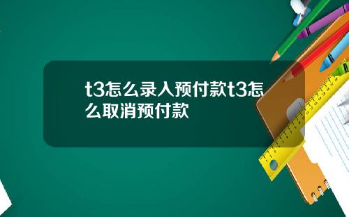 t3怎么录入预付款t3怎么取消预付款
