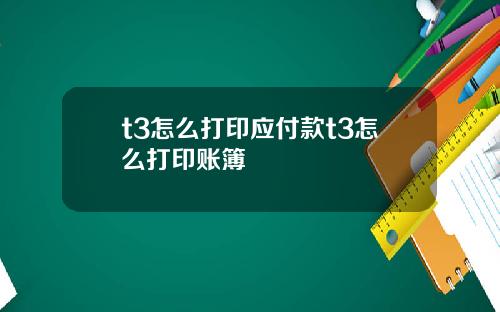 t3怎么打印应付款t3怎么打印账簿