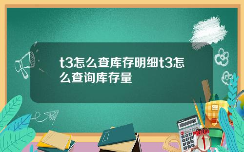 t3怎么查库存明细t3怎么查询库存量