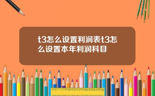 t3怎么设置利润表t3怎么设置本年利润科目