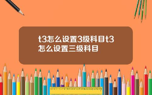 t3怎么设置3级科目t3怎么设置三级科目