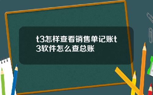 t3怎样查看销售单记账t3软件怎么查总账
