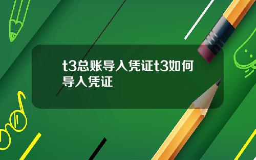 t3总账导入凭证t3如何导入凭证