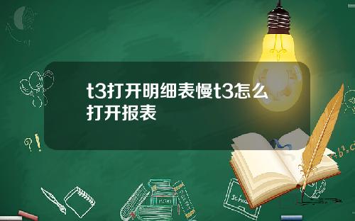 t3打开明细表慢t3怎么打开报表