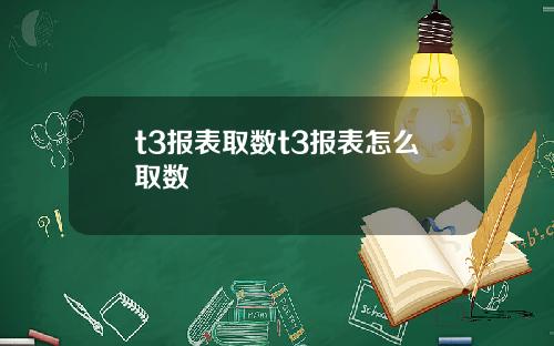 t3报表取数t3报表怎么取数