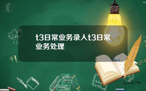 t3日常业务录入t3日常业务处理