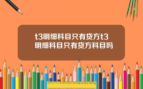 t3明细科目只有贷方t3明细科目只有贷方科目吗