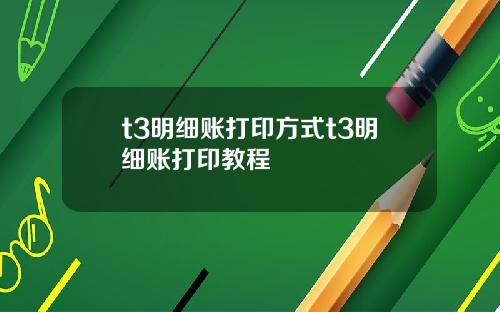 t3明细账打印方式t3明细账打印教程