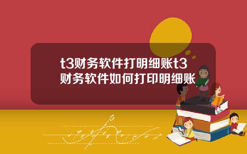 t3财务软件打明细账t3财务软件如何打印明细账