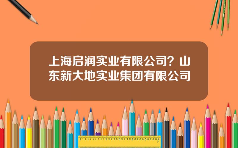 上海启润实业有限公司？山东新大地实业集团有限公司