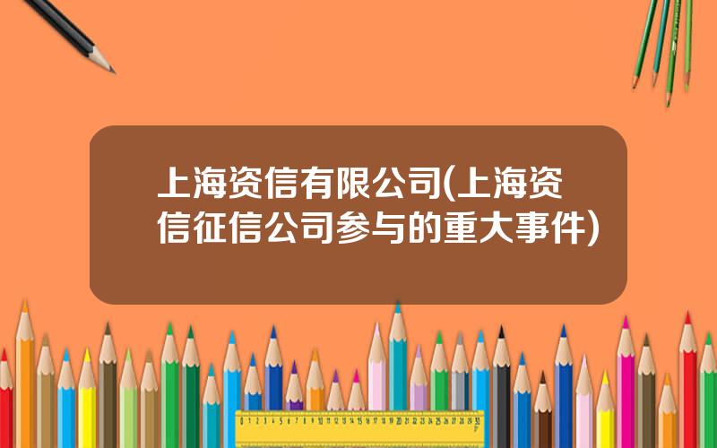 上海资信有限公司(上海资信征信公司参与的重大事件)