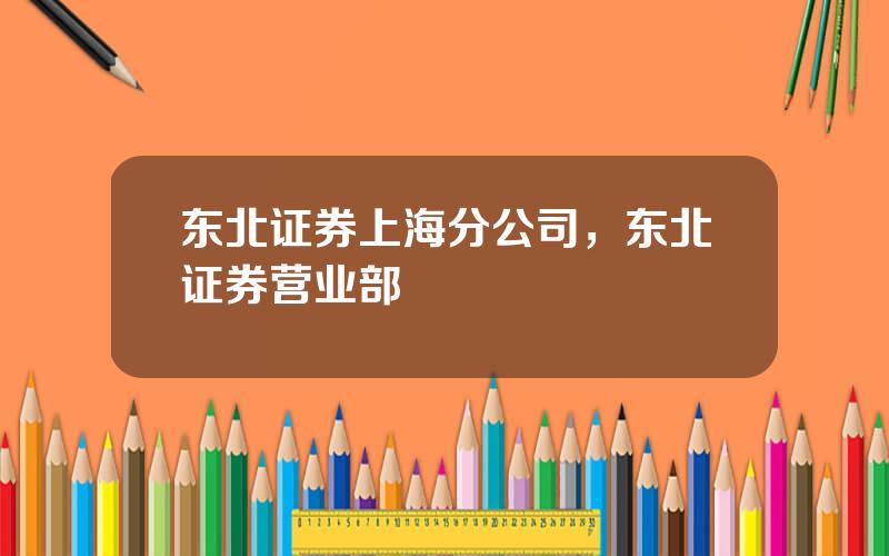 东北证券上海分公司，东北证券营业部