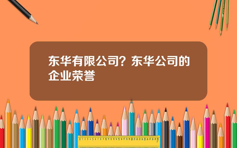 东华有限公司？东华公司的企业荣誉
