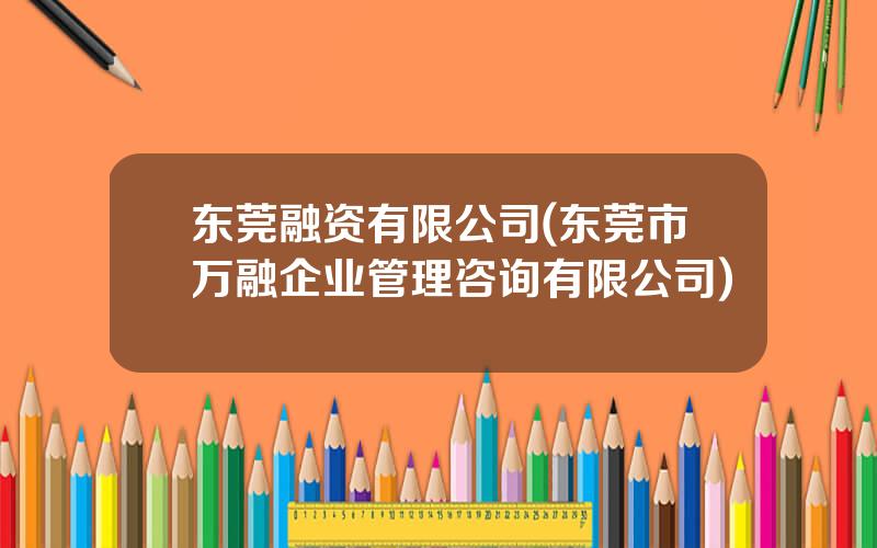 东莞融资有限公司(东莞市万融企业管理咨询有限公司)
