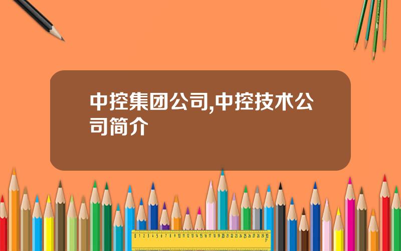 中控集团公司,中控技术公司简介