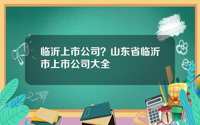 临沂上市公司？山东省临沂市上市公司大全