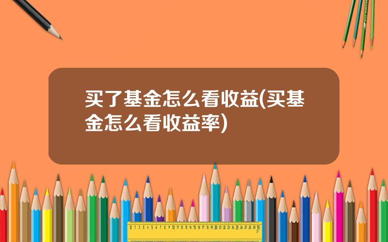 买了基金怎么看收益(买基金怎么看收益率)