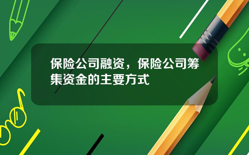 保险公司融资，保险公司筹集资金的主要方式