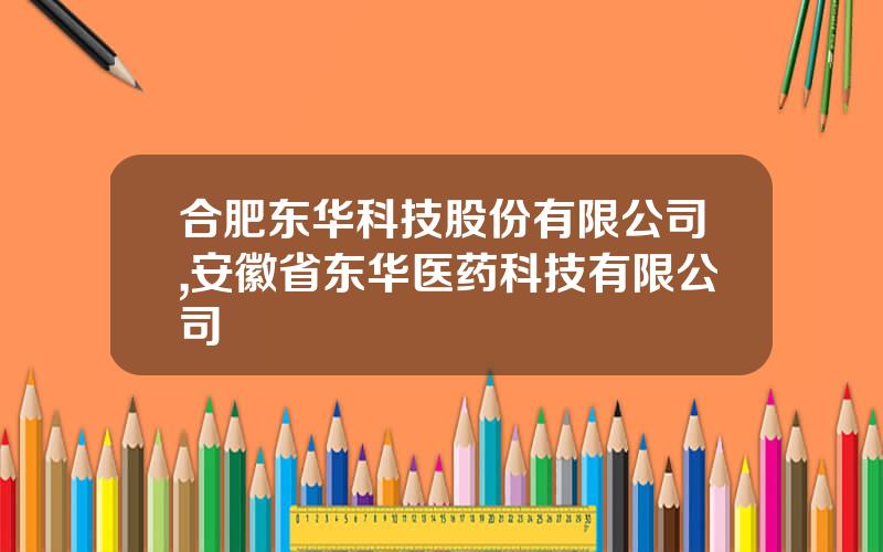 合肥东华科技股份有限公司,安徽省东华医药科技有限公司