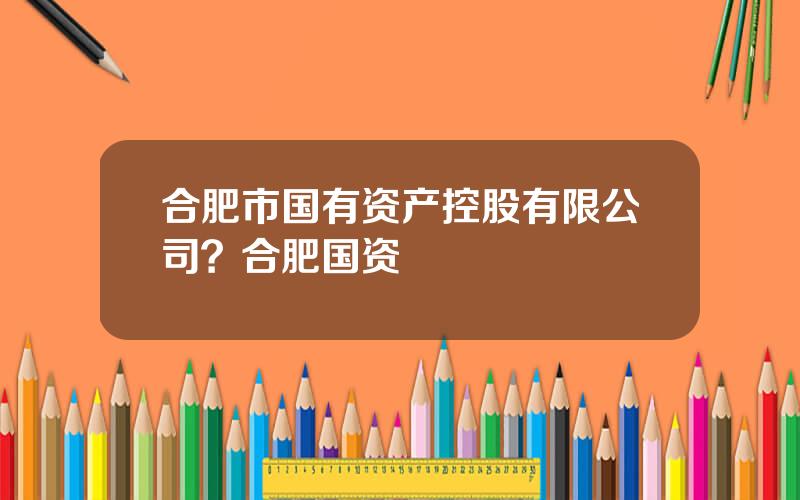 合肥市国有资产控股有限公司？合肥国资