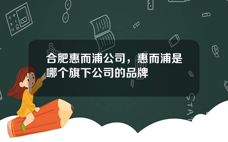 合肥惠而浦公司，惠而浦是哪个旗下公司的品牌