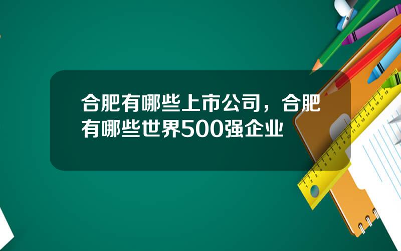 合肥有哪些上市公司，合肥有哪些世界500强企业