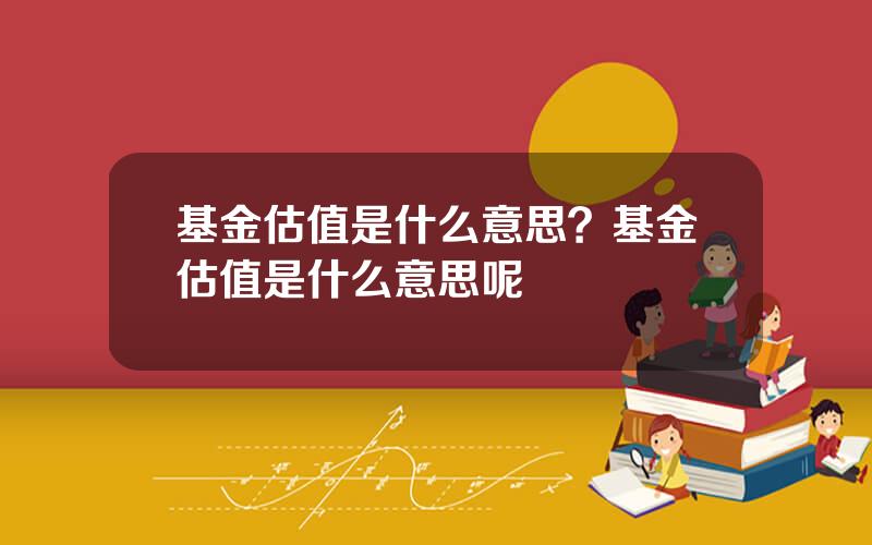 基金估值是什么意思？基金估值是什么意思呢