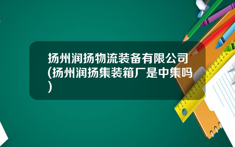 扬州润扬物流装备有限公司(扬州润扬集装箱厂是中集吗)