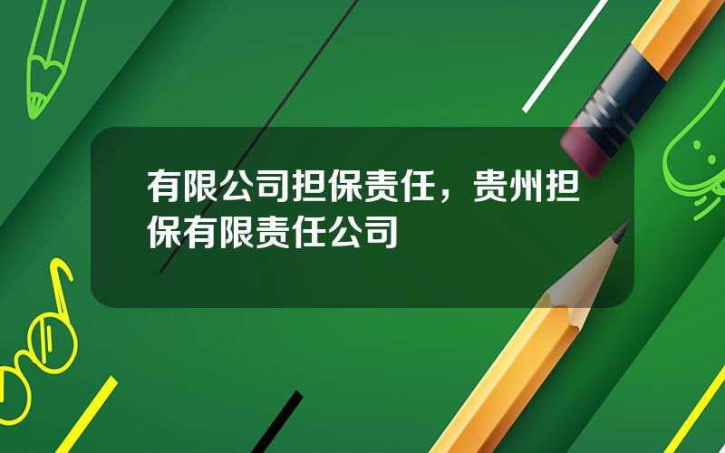 有限公司担保责任，贵州担保有限责任公司