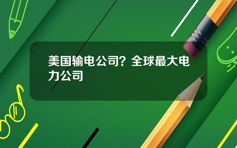 美国输电公司？全球最大电力公司